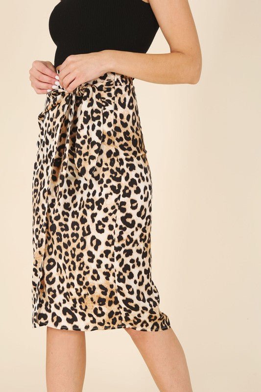 Satin leopard tie skirt - My Threaded Apparel | Online Women's Boutique - skirt