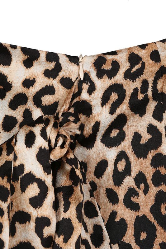 Satin leopard tie skirt - My Threaded Apparel | Online Women's Boutique - skirt