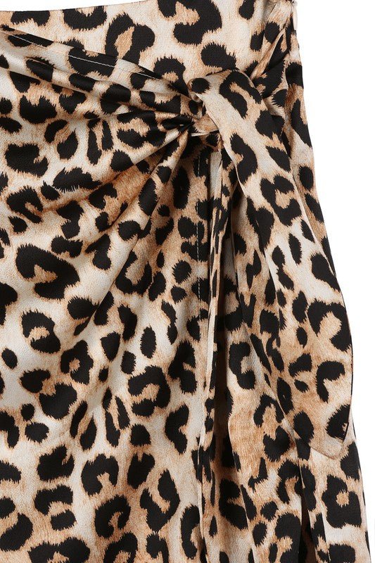 Satin leopard tie skirt - My Threaded Apparel | Online Women's Boutique - skirt