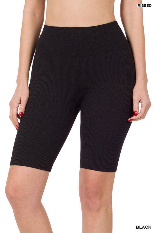 Seamless Ribbed High Waist Biker Shorts - My Threaded Apparel | Online Women's Boutique - shorts
