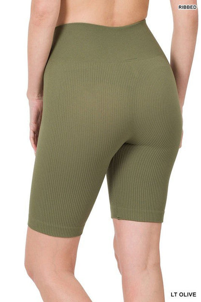 Seamless Ribbed High Waist Biker Shorts - My Threaded Apparel | Online Women's Boutique - shorts