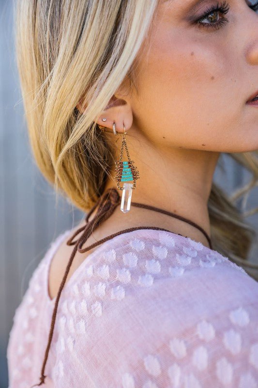 Seed Bead with Crystal Drop Earrings - My Threaded Apparel | Online Women's Boutique - earrings