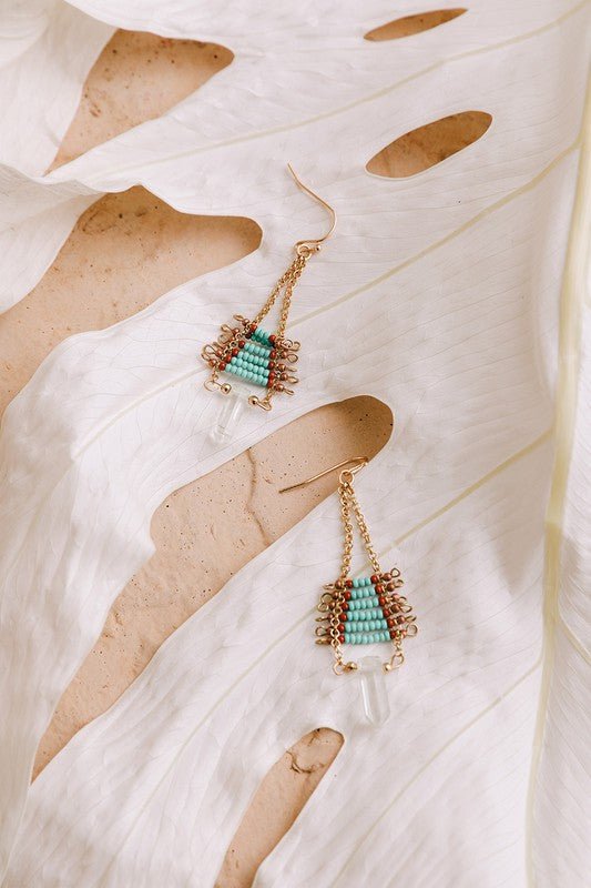 Seed Bead with Crystal Drop Earrings - My Threaded Apparel | Online Women's Boutique - earrings