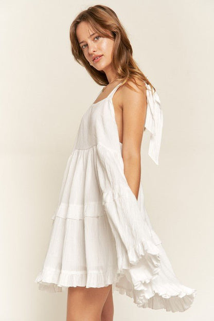 Shanna Square neck ruffle dress - My Threaded Apparel | Online Women's Boutique - mini dress