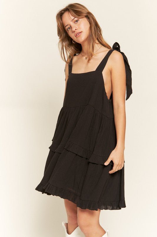 Shanna Square neck ruffle dress - My Threaded Apparel | Online Women's Boutique - mini dress