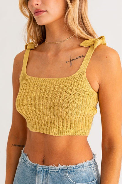 Shoulder Tie Knit Tank - My Threaded Apparel | Online Women's Boutique - tops