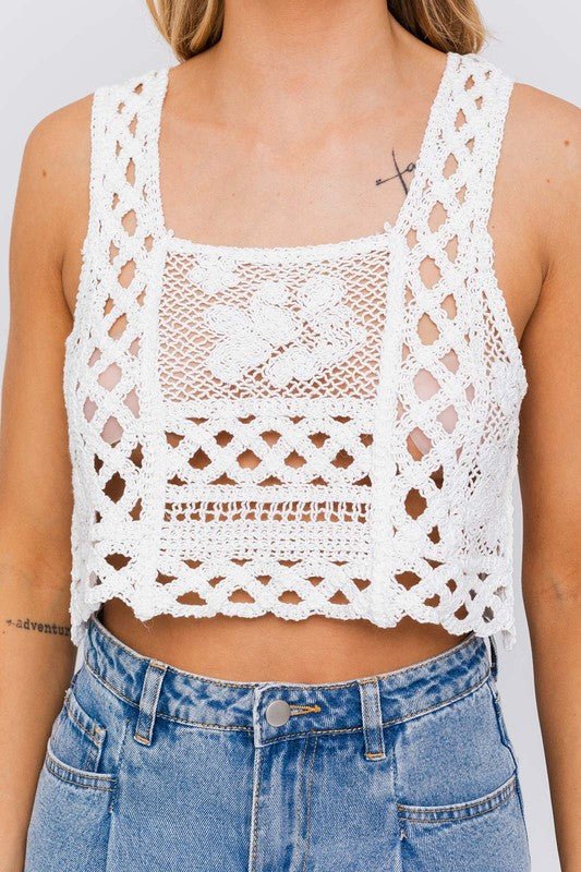 Sleeveless Crochet Top - My Threaded Apparel | Online Women's Boutique - tops