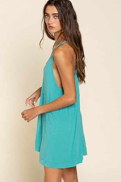 Sleeveless Deep V-neck Dress with Lace on Front - My Threaded Apparel | Online Women's Boutique - Top