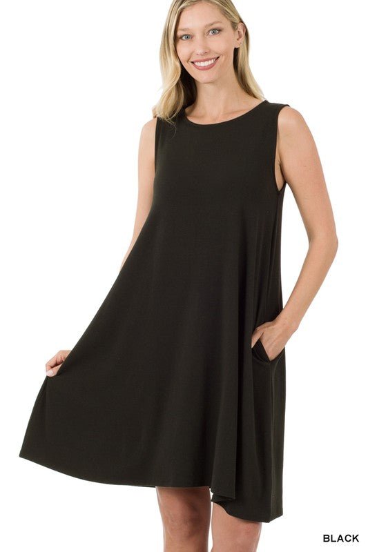 Sleeveless Flared Dress with Side Pockets - My Threaded Apparel | Online Women's Boutique - dress