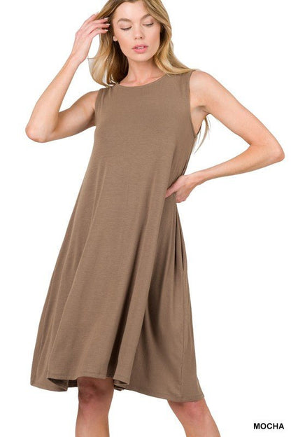 Sleeveless Flared Dress with Side Pockets - My Threaded Apparel | Online Women's Boutique - dress