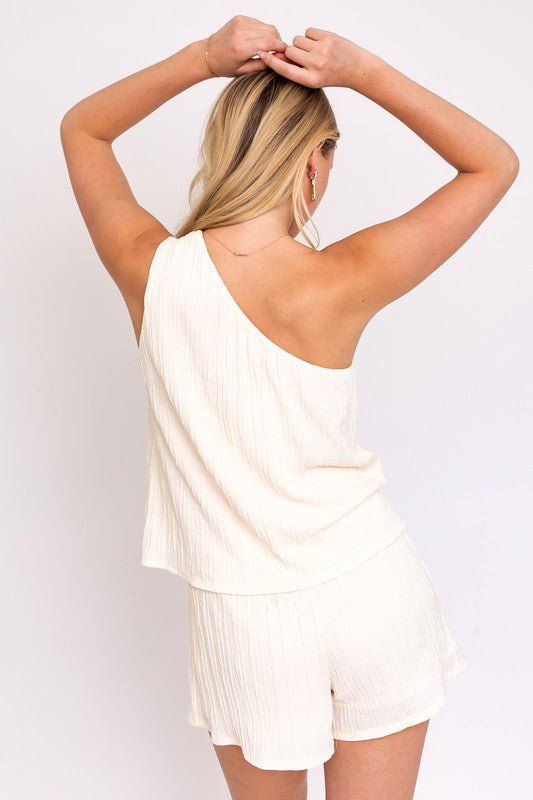 Sleeveless One Shoulder Layered Top Romper - My Threaded Apparel | Online Women's Boutique -