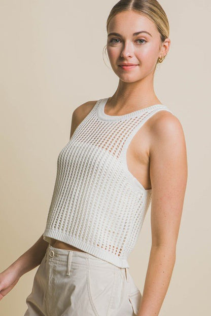 Sleeveless Open Knit Crop Top - My Threaded Apparel | Online Women's Boutique - shirt