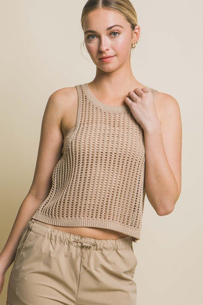 Sleeveless Open Knit Crop Top - My Threaded Apparel | Online Women's Boutique - shirt