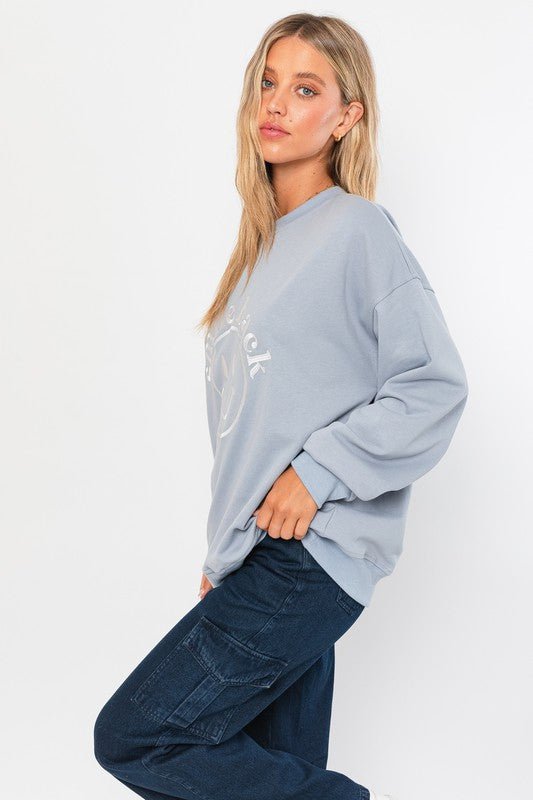 Smile Back Oversized Sweatshirt - My Threaded Apparel | Online Women's Boutique - sweater