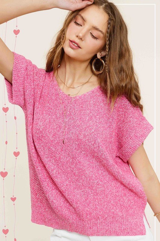 Soft Lightweight V-Neck Short Sleeve Sweater Top - My Threaded Apparel | Online Women's Boutique - shirt