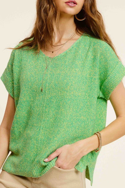 Soft Lightweight V-Neck Short Sleeve Sweater Top - My Threaded Apparel | Online Women's Boutique - shirt
