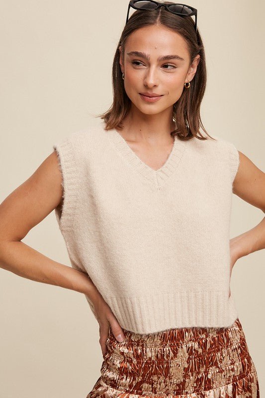 Soft Touch Cropped Knit Vest - My Threaded Apparel | Online Women's Boutique - vest