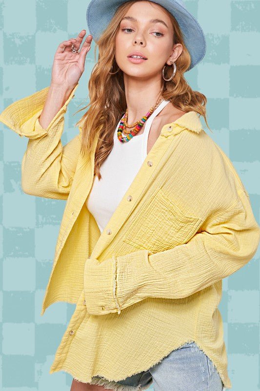 Sonya Gauze Button Down Shirt - My Threaded Apparel | Online Women's Boutique - Top