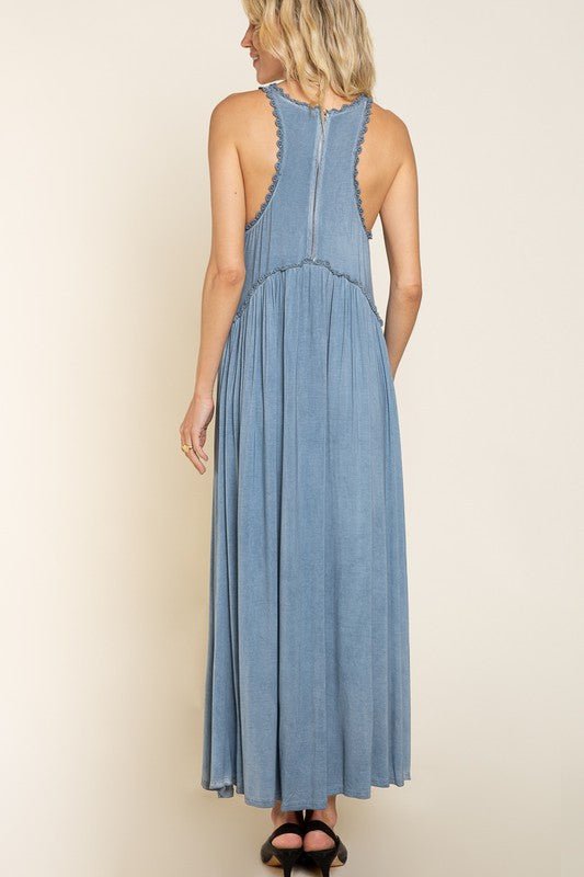 Stone Washed Side Slit Cut Out Maxi Dress - My Threaded Apparel | Online Women's Boutique - maxi dress