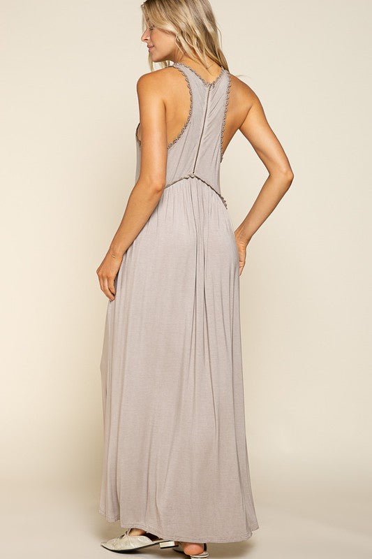 Stone Washed Side Slit Cut Out Maxi Dress - My Threaded Apparel | Online Women's Boutique - maxi dress