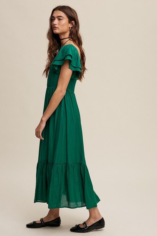 Strolling Down The Street Ruffled Short Sleeve Maxi Dress - My Threaded Apparel | Online Women's Boutique - maxi dress