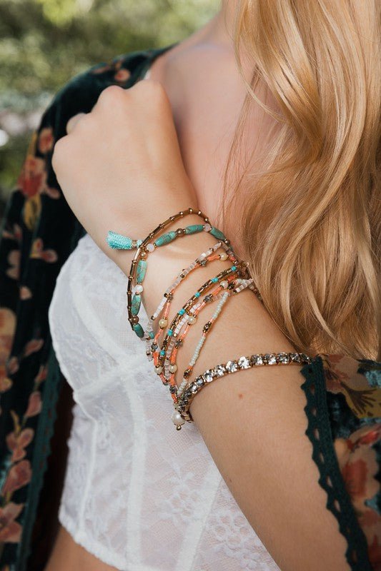 Sweet Pastel Studded Beads Layered Bracelet - My Threaded Apparel | Online Women's Boutique - bracelet
