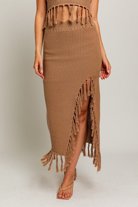 Tassel Detail Sweater Midi Skirt - My Threaded Apparel | Online Women's Boutique - skirt