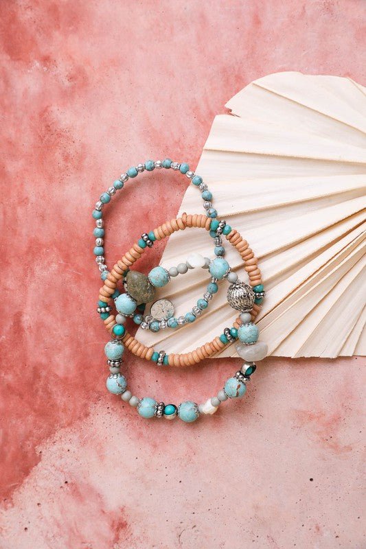 Turquoise Mixed Bead Stackable Bracelet - My Threaded Apparel | Online Women's Boutique - bracelet