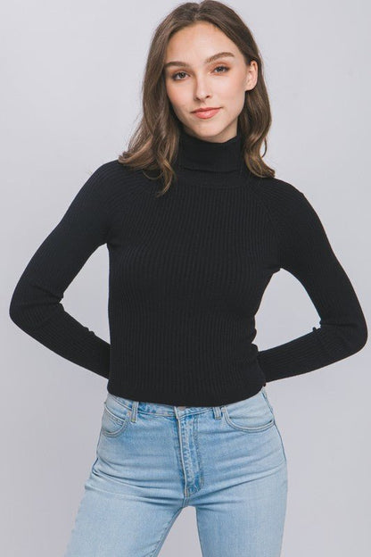 Turtleneck Ribbed Knit Sweater Top - My Threaded Apparel | Online Women's Boutique - top