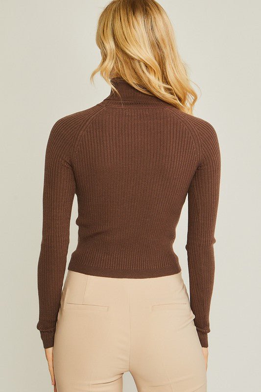 Turtleneck Ribbed Knit Sweater Top - My Threaded Apparel | Online Women's Boutique - top