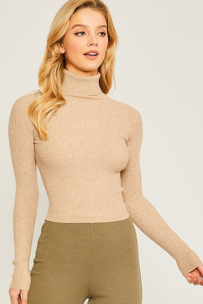 Turtleneck Ribbed Knit Sweater Top - My Threaded Apparel | Online Women's Boutique - top