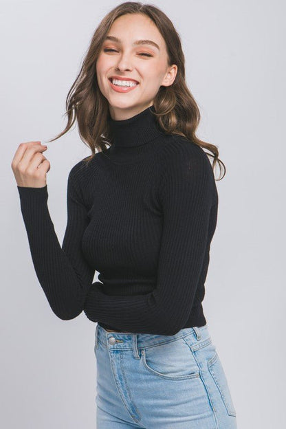 Turtleneck Ribbed Knit Sweater Top - My Threaded Apparel | Online Women's Boutique - top