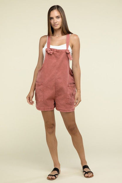 Washed Knot Strap Romper - My Threaded Apparel | Online Women's Boutique - romper