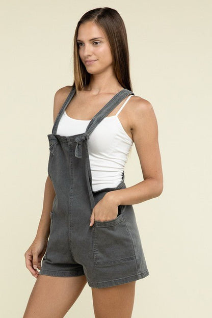 Washed Knot Strap Romper - My Threaded Apparel | Online Women's Boutique - romper