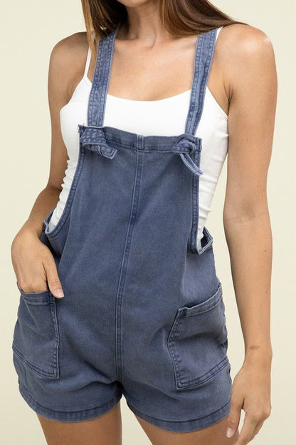 Washed Knot Strap Romper - My Threaded Apparel | Online Women's Boutique - romper