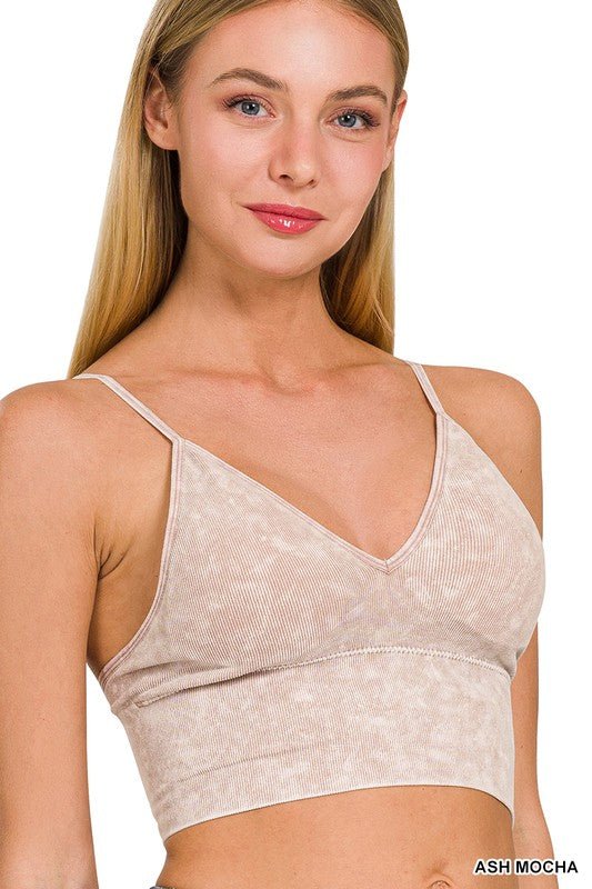 Washed Ribbed Bra Padded Tank Top - My Threaded Apparel | Online Women's Boutique - tank top