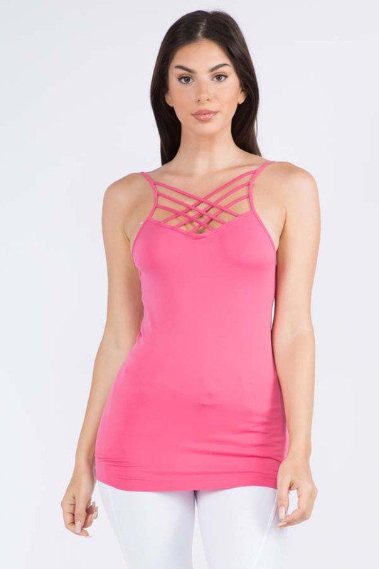 Womens Seamless Triple Criss-Cross Front Cami - My Threaded Apparel | Online Women's Boutique - tank top