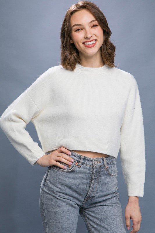 Wool Blend Cropped Sweater Top - My Threaded Apparel | Online Women's Boutique - sweater