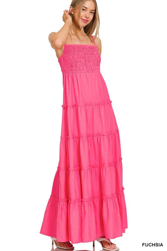 Woven Smocked Top Tiered Cami Maxi Dress - My Threaded Apparel | Online Women's Boutique -