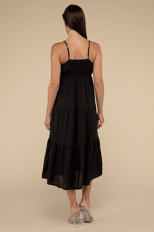 Woven Sweetheart Neckline Tiered Cami Midi Dress - My Threaded Apparel | Online Women's Boutique - midi dress